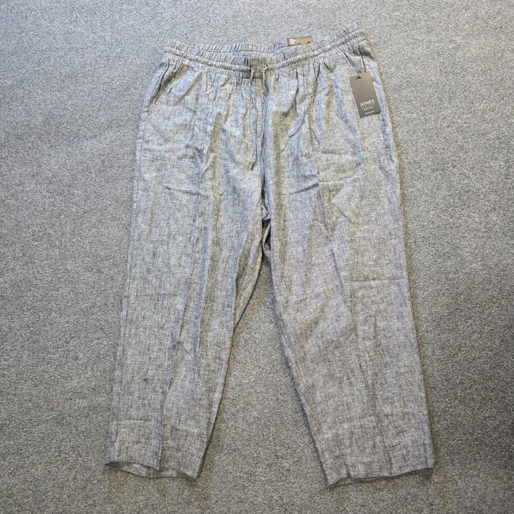 Jones New York Pants Women Size 2X Gray Straight Leg Crop Pull On Capsule Casual